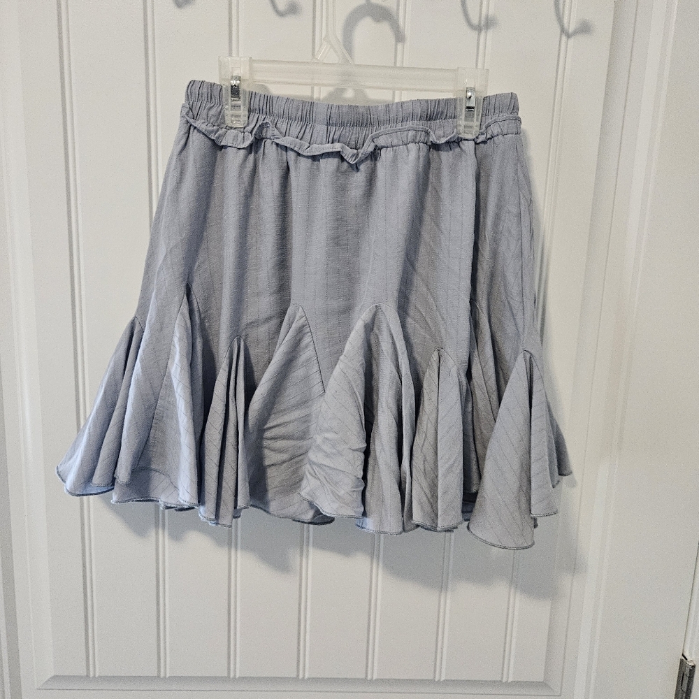 The Impeccable Pig Skort Sz S Flouce Detail & Drawstring Chambray Blue Stripped - Picture 7 of 14